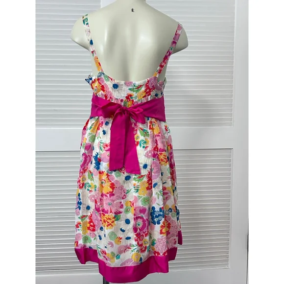 Johnny Was NWT Floral Midi Dress Pink White Embroidered Beaded Size M - Picture 8 of 16